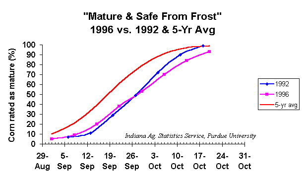 Corn mature and safe from frost