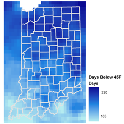 Days with Temperatures Below 45F